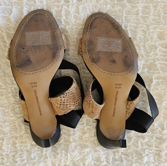 French Connection Snake Print and Black Strappy Sandals Size 9 - Picture 5 of 6
